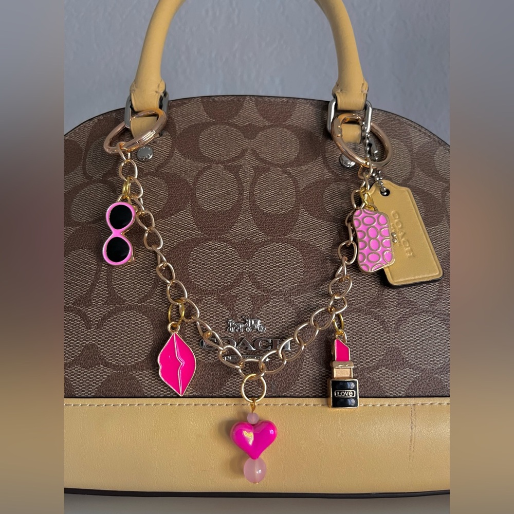 Bag Charm Chain, Pink Fashion Charms, Bag Accessory, Sunglasses, Lips, Heart